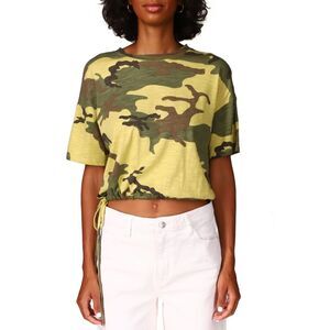 Sanctuary Drawstring Tee In Moss Camo - L